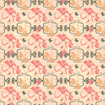 Seamless pattern for background with butterflies and flowersのイラスト素材