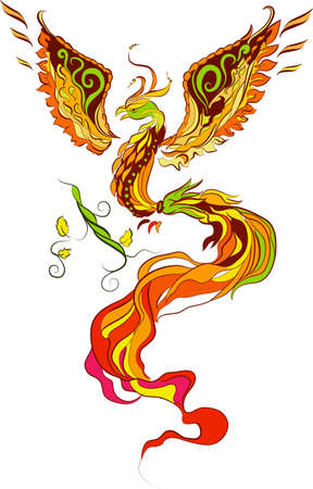 Phoenix vector illustartion in russian tradition styleのイラスト素材
