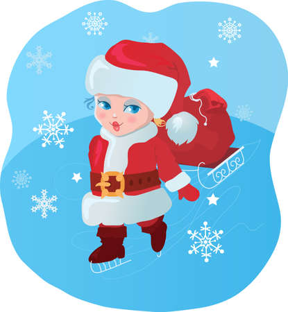 Kid like Santa with gifts.のイラスト素材