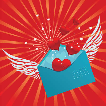 valentine background card with hearts and envelopeのイラスト素材