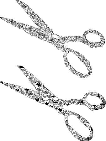 scissors  illustration  Ornate and decorativeのイラスト素材