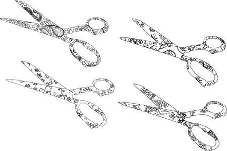 scissors set vector illustration  Ornate and decorativeのイラスト素材