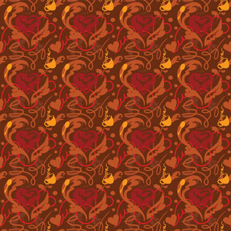 Seamless pattern I love coffee illustrationのイラスト素材