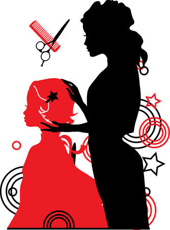Barber and a girl vector illustrationのイラスト素材