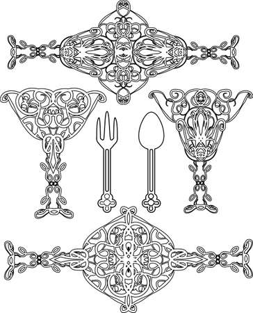 Ornate abstract silhouettes illustrationのイラスト素材