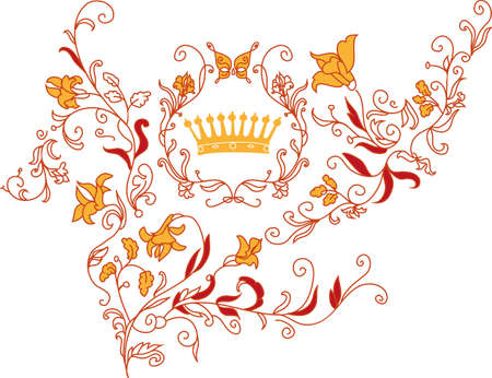 Decorative Rococo  style ornament with butterfly and flowersのイラスト素材