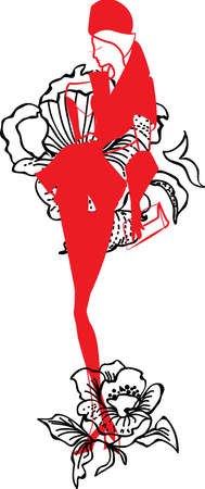 Graphic vintage women silhouettes and ornament. Fashion luxuryのイラスト素材