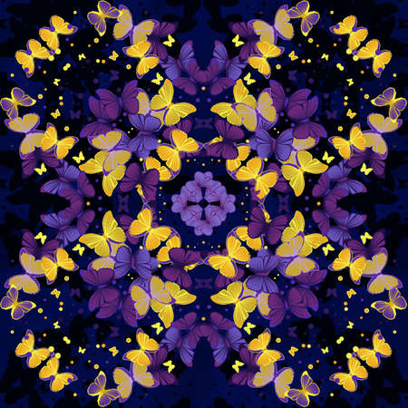 Seamless kaleidoscopic on silhouette background patternの写真素材