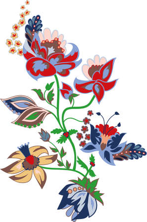 Traditional flower vector illustration. Eastern style designのイラスト素材