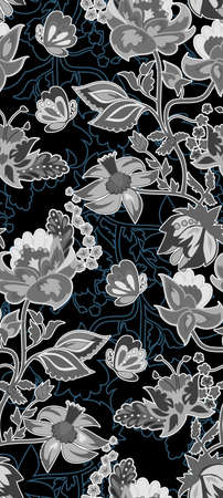 Traditional flower seamless background. Eastern style beautiful designの写真素材