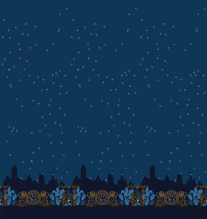 Medieval city. Heraldic design - lions and the royal French lily. Luxury style. のイラスト素材