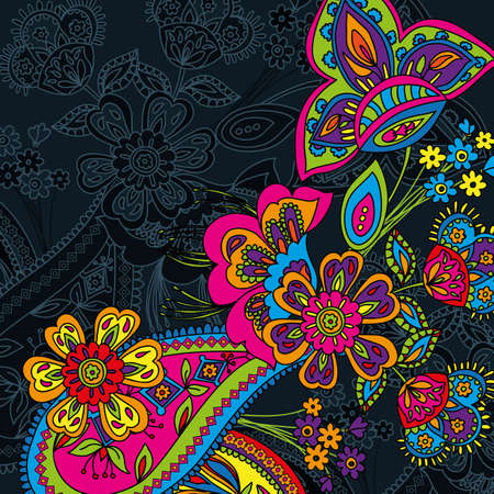 Traditional flower  illustration. Eastern style traditional designの写真素材