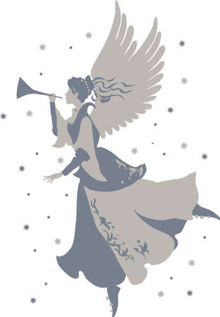 Beautiful angel silhouette with trumpet for designのイラスト素材