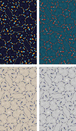 Different color fish seamless pattern set. Trending 2016 design. Water style theme