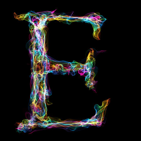 Rainbow smoke letter E for make wonderful textの写真素材
