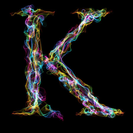Rainbow smoke letter K for make wonderful textの写真素材