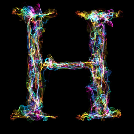 Rainbow smoke letter H for make wonderful textの写真素材
