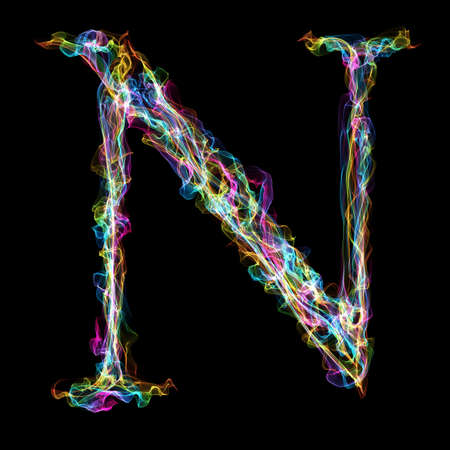 Rainbow smoke letter N for make wonderful textの写真素材