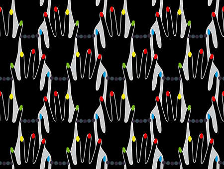 Hands silhouette seamless pattern. Stylish trend design for surfaceのイラスト素材