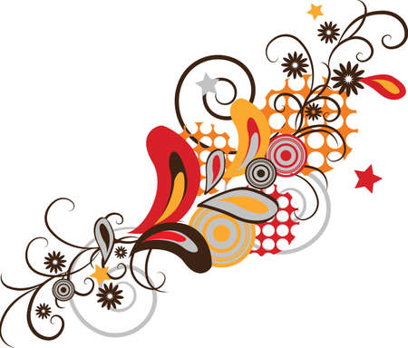 Ornamental abstract floral elements pop art style designのイラスト素材