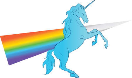 Unicorn silhouette like prism icon with rainbow and shine. Simple style symbol.のイラスト素材