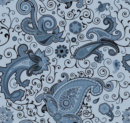 Traditional flower paisley illustration seamless pattern. Eastern style traditional designの写真素材