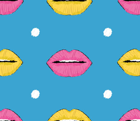 Lip pop art pattern. Stylish modern design.