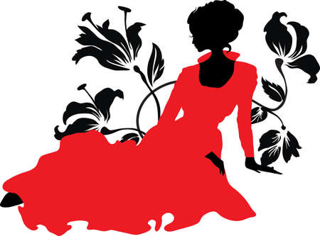 Elegant graphic silhouette of a womanのイラスト素材