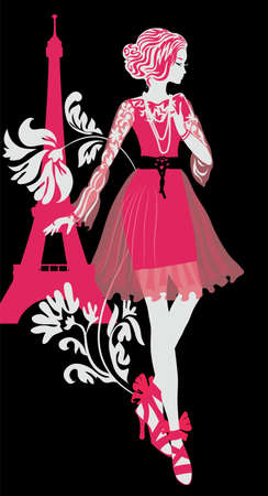 Stylish fashion woman silhouetteのイラスト素材