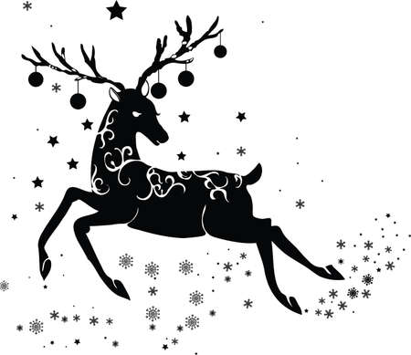 Reindeer ornamental silhouette isolated on white background. Vector illustrationのイラスト素材