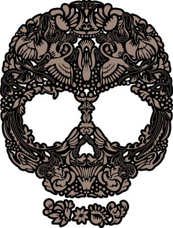 Floral human skull vectorのイラスト素材