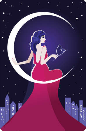 Graphic Illustration of art decorative, elegant woman.のイラスト素材