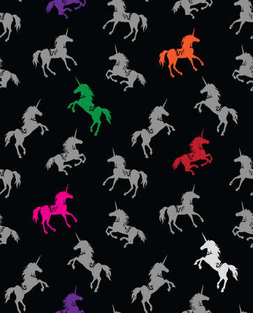 Lilac unicorn. Vector silhouettes. Mythology creature.のイラスト素材