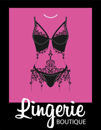 Lingerie luxury style tag background. Stylish design for underwear shop.のイラスト素材