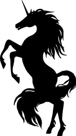 Magical unicorn. A horse stands on its hind legs. Graceful silhouette for a beautiful design.のイラスト素材