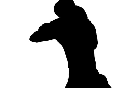 Silhouette of boxerの写真素材
