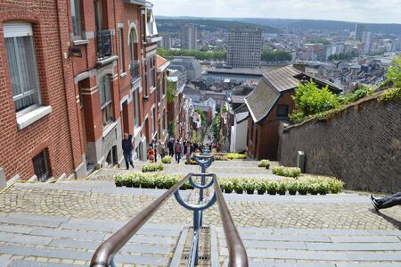 Long stairs in Liège, Belgiumのeditorial素材