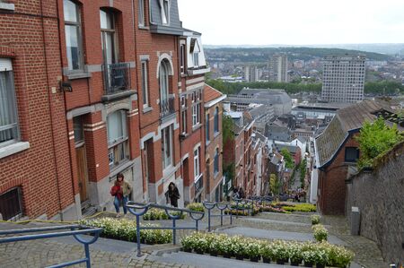 Long stairs in LiÃ¨ge, Belgiumのeditorial素材