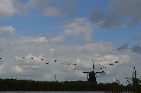 Kinderdijk in Netherlandsの写真素材