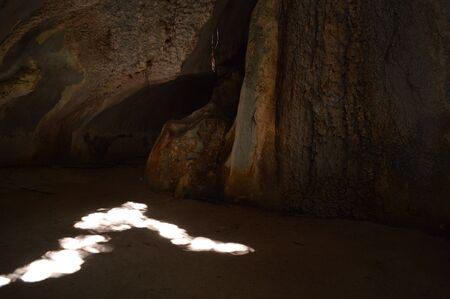 Heart-shape sunlight in the caveの写真素材