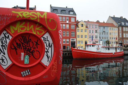 Nyhavn Harbor in Copenhagenのeditorial素材