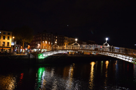 Night view of Dublinの写真素材