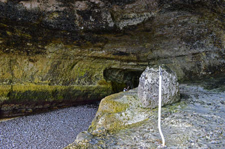 Cave at Etretat in Normandy, Franceの写真素材