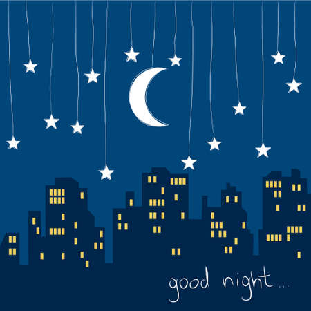 Vector Illustration: Card with "good night".のイラスト素材
