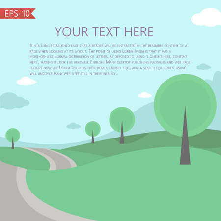 Vector Illustration with fairy tale landscape. Perfect for summer bunner, card, book covers, kid posters, book and brochure  illustartion. Template.のイラスト素材