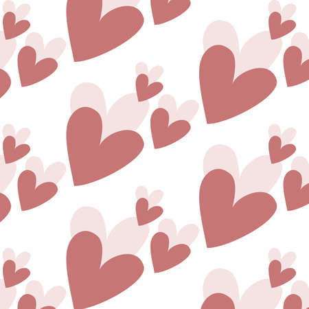 Seamless pattern with hand drawn red hearts  on transparent background. Saved in swatch panel. Vector.のイラスト素材