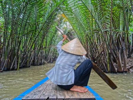 Canoe trip at Ho Chi Minh canals, Vietnamの写真素材