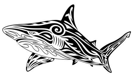 Shark, tribal tattooのイラスト素材