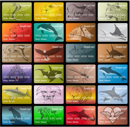 Big set of business cards depicting various animalsのイラスト素材