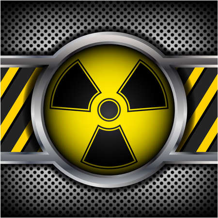 Radiation sign on a metal backgroundのイラスト素材